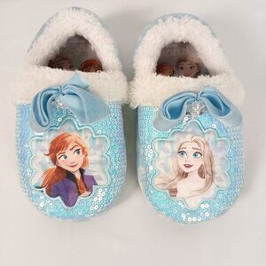 Disney Frozen Elsa Anna Fuzzy Slippers Women Girls XL 11/12 Cozy House Shoes